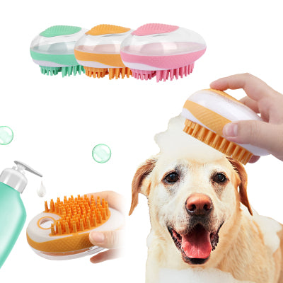 2-in-1 Pet Bath Brush and Massage Comb with Soft Silicone Bristles - Ideal for Dogs and Cats - Enhance Your Pet's Shower Experience and Grooming