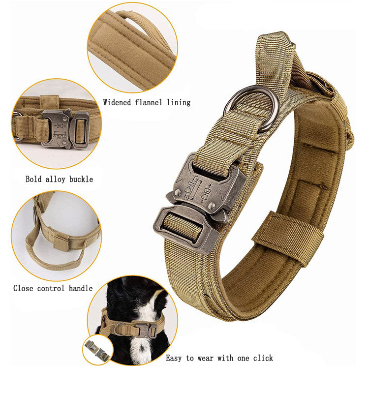 Heavy-Duty Tactical Dog Collar for Medium to Large Breeds - Golden Hair De Mu